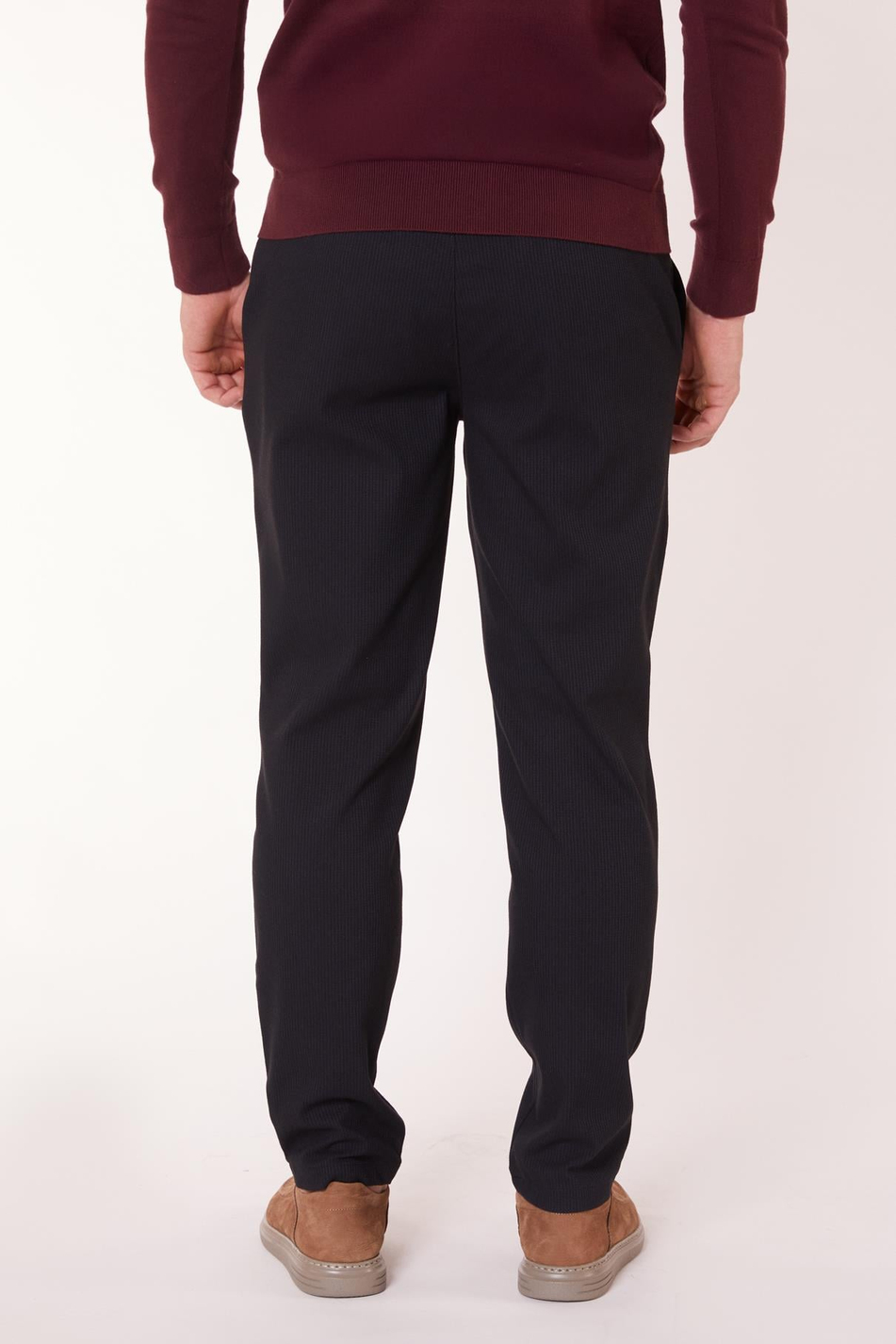 Erkek Yandan Cepli Slim Fit Lacivert Chino Pantolon