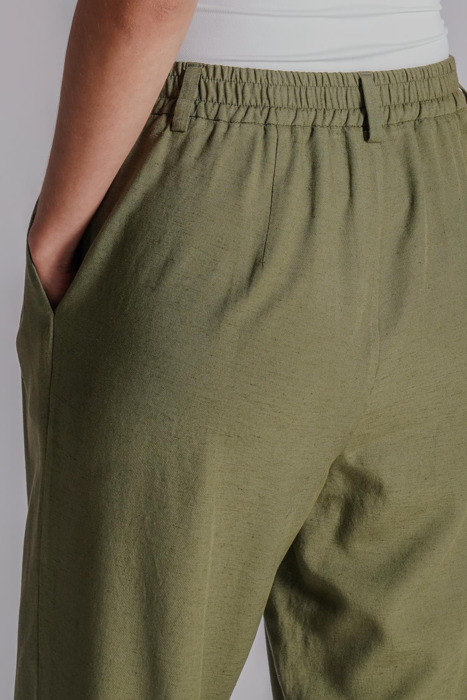 Kadın Beli Yarım Lastikli Çift Pilili Duble Paça Pantolon Taş