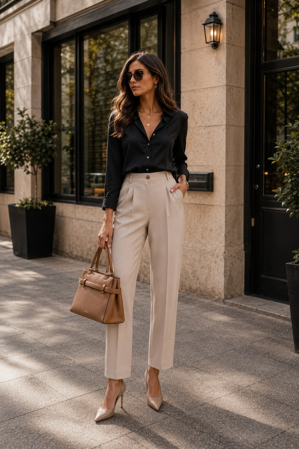 Kadın Yandan Cepli Arka Cep Fleto Beli Lastikli ve Pilili Slim Fit Pantolon Taş