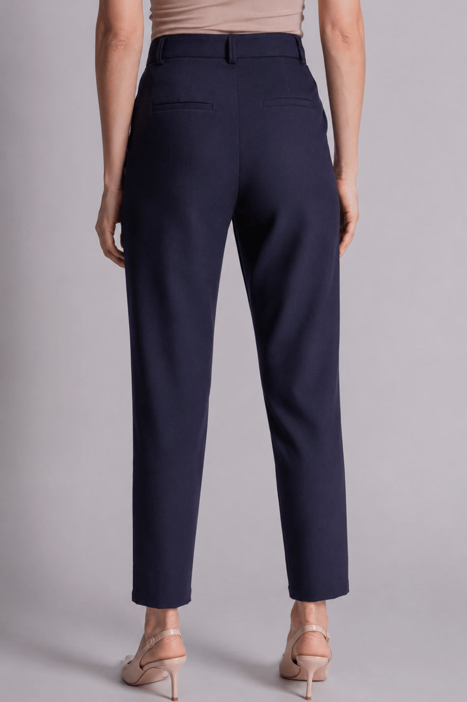 Kadın Yandan Cepli Arka Cep Fleto Beli Lastikli ve Pilili Slim Fit Pantolon Lacivert