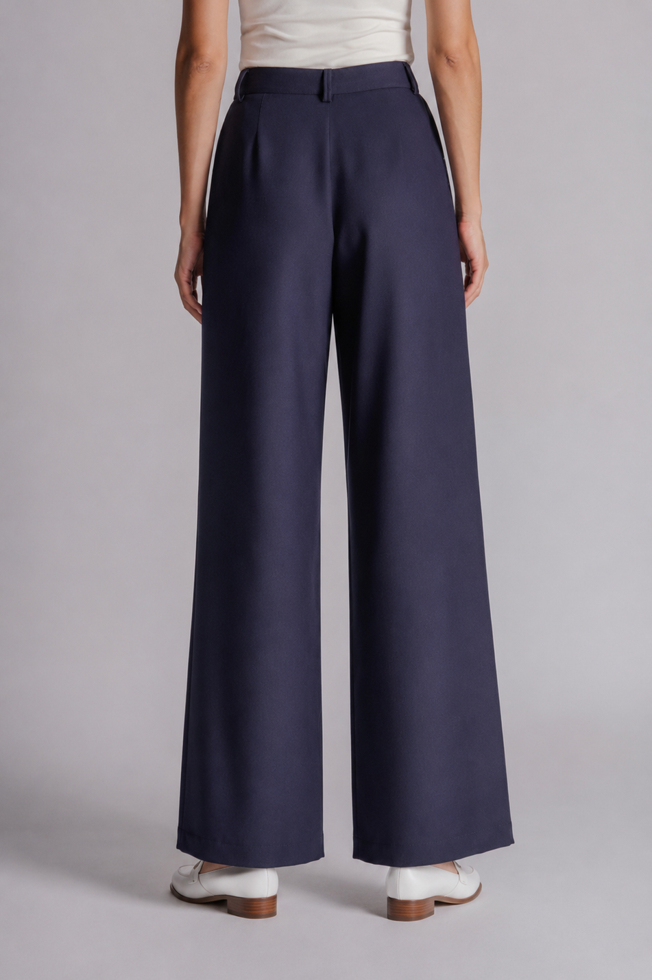 Women Side Pocket Zip and Hook Closure Relaxed Fit Pants  Navy Blue