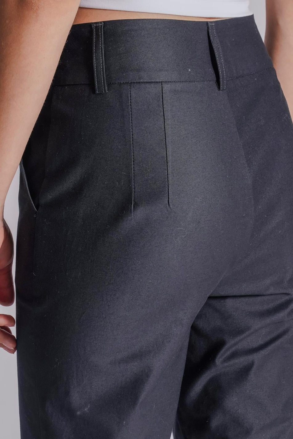 Kadın Yandan Cepli Pamuklu Chino Yüksek Bel Slim Fit Pantolon Lacivert