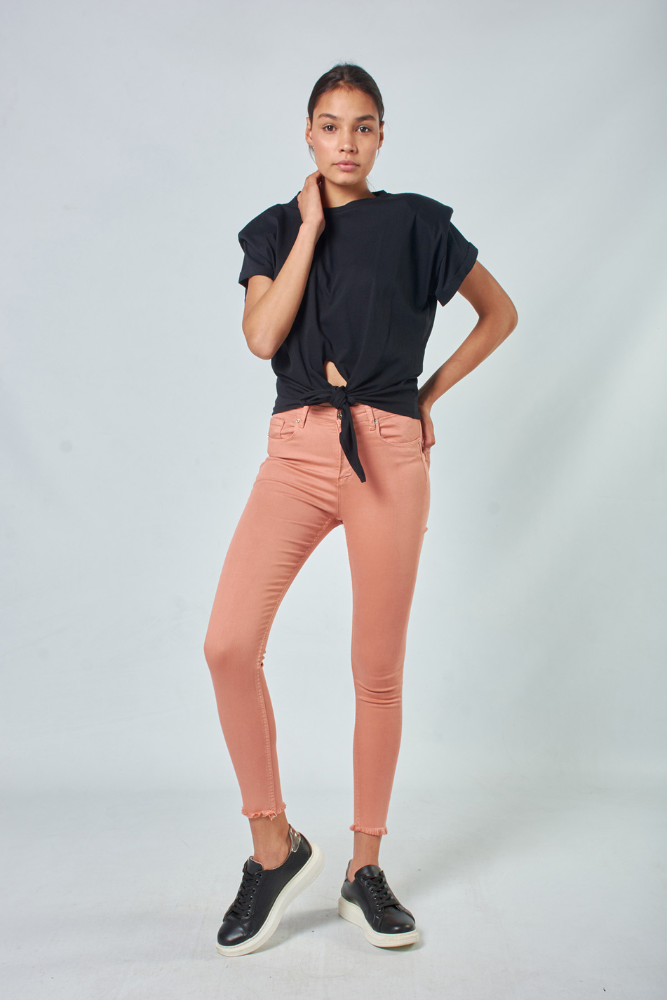 030094 SKINNY PANTS Pembe-Coral