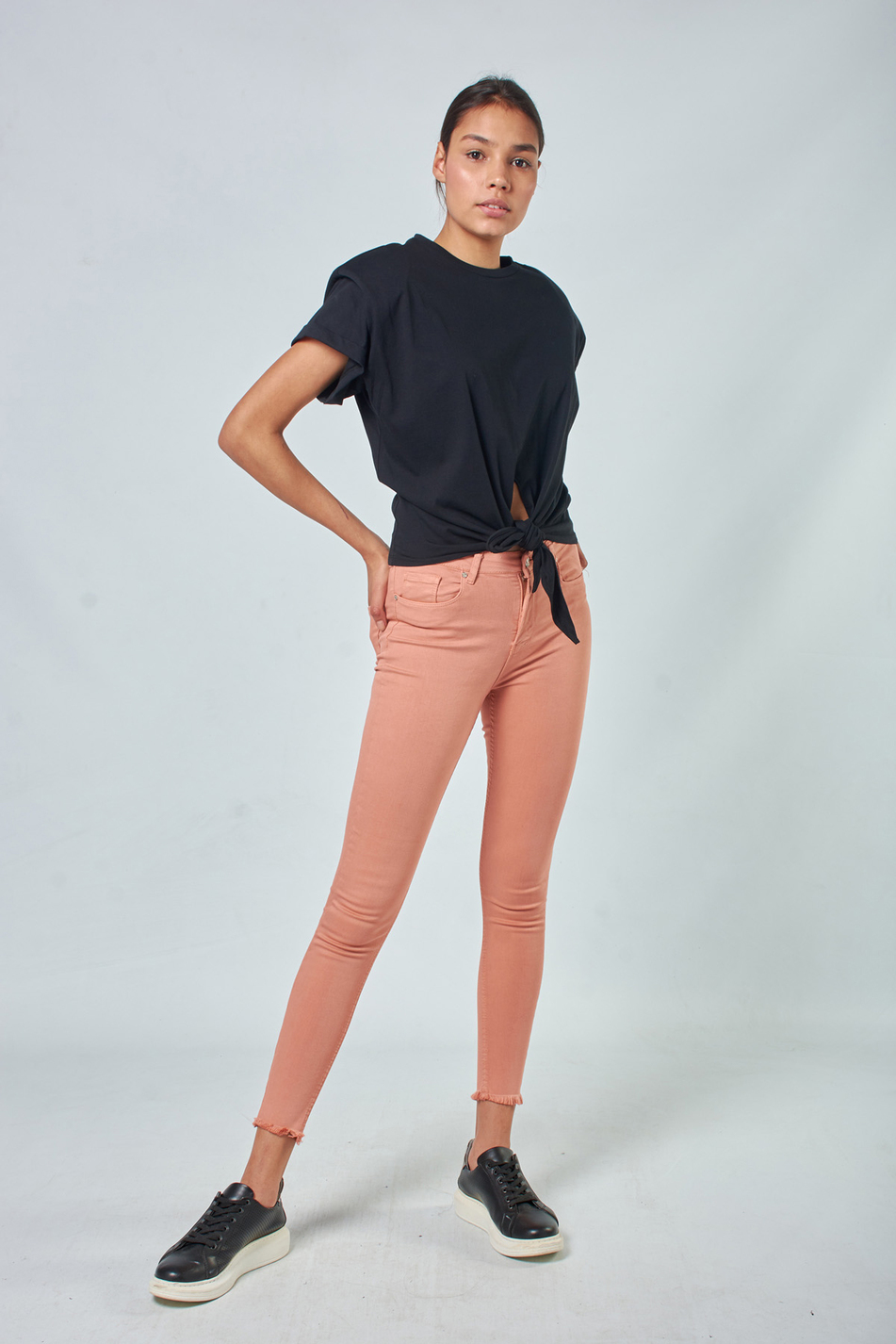 030094 SKINNY PANTS Pembe-Coral