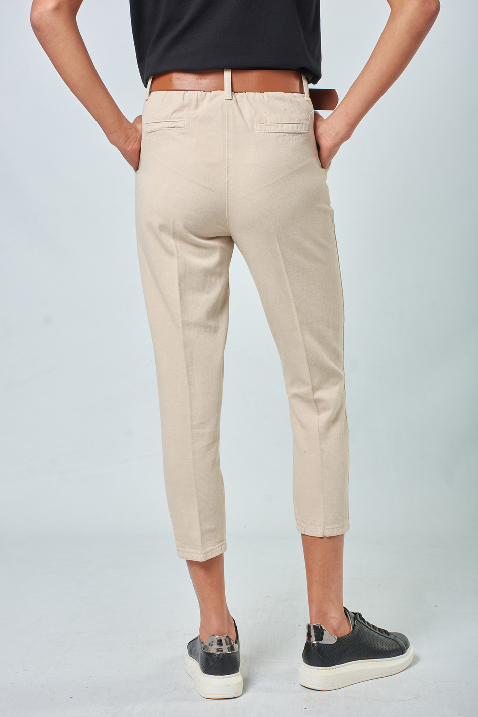 030109 PLEATED COTTON PANTS Bej-Coral