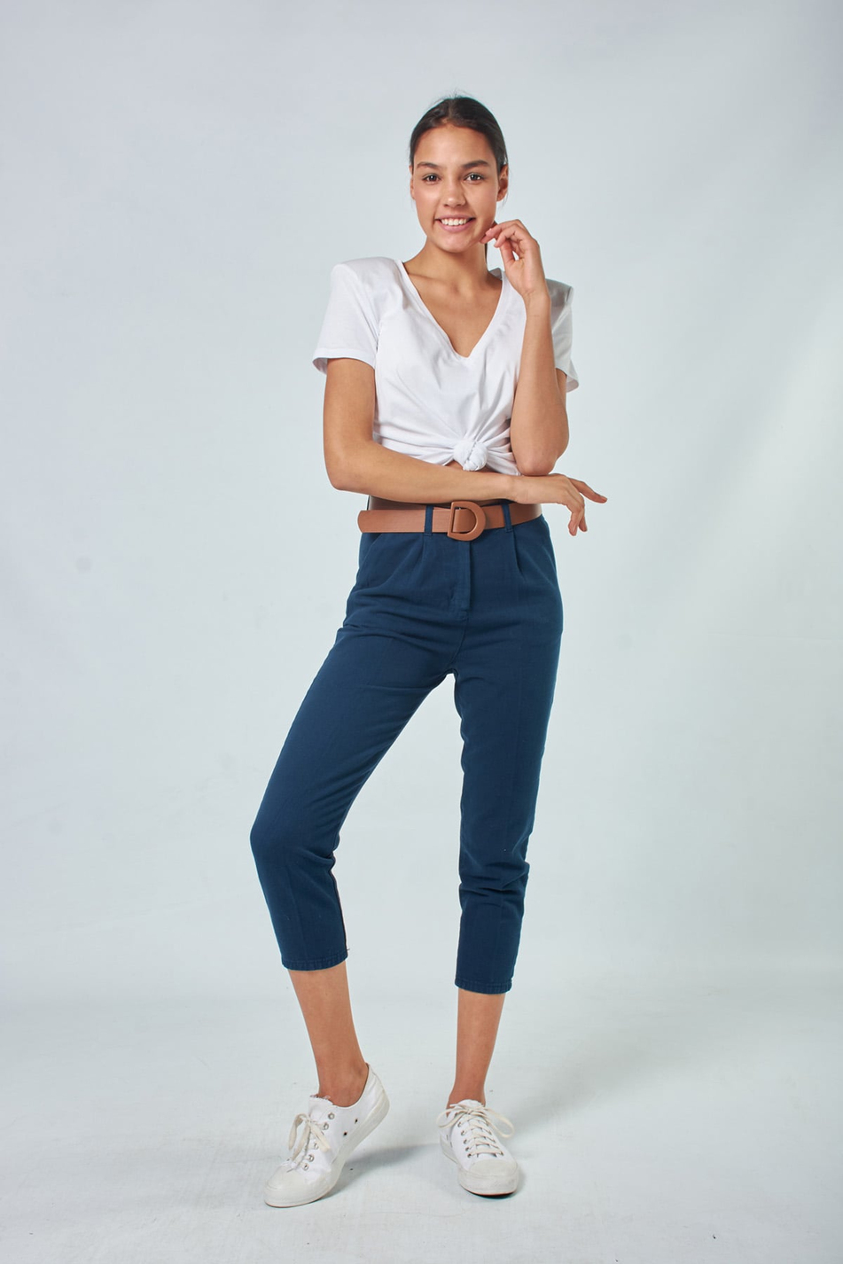 030109 PLEATED COTTON PANTS Moonlıt Ocean-Coral