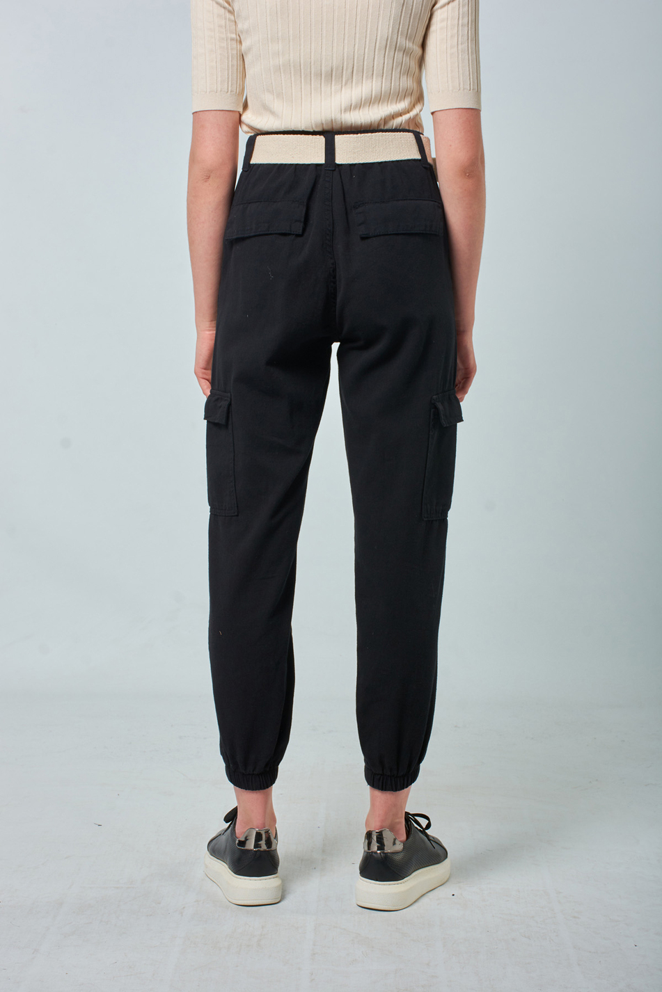 030117 BELTED UTILITY PANTS Black-Coral