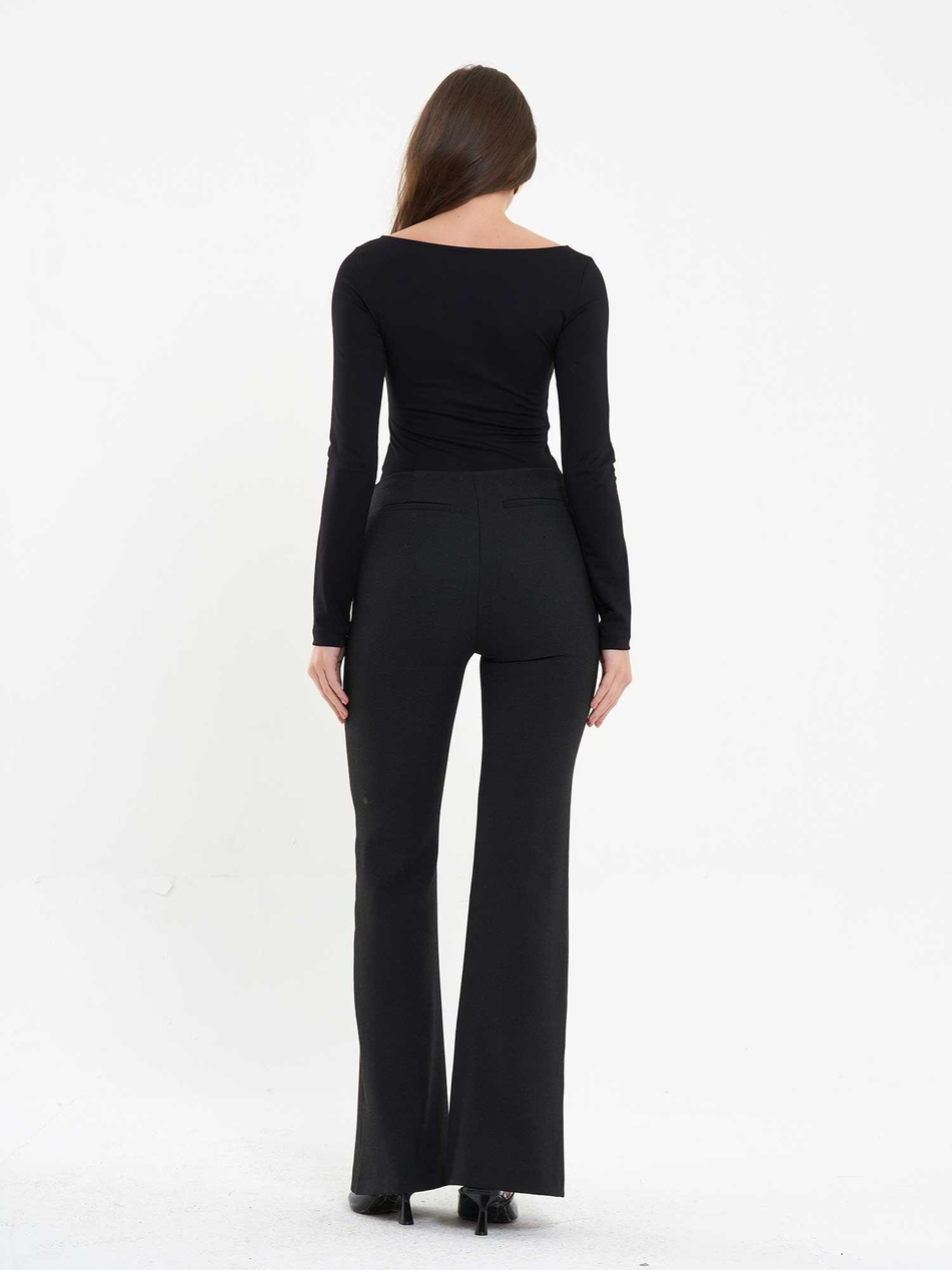 071771 Önü Büzgülü Bodysuit SiyahCoral