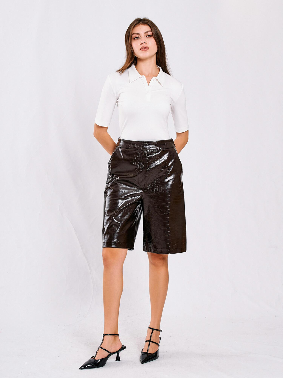 071824 Vatkalı Polo Yaka Bluz EkruCoral