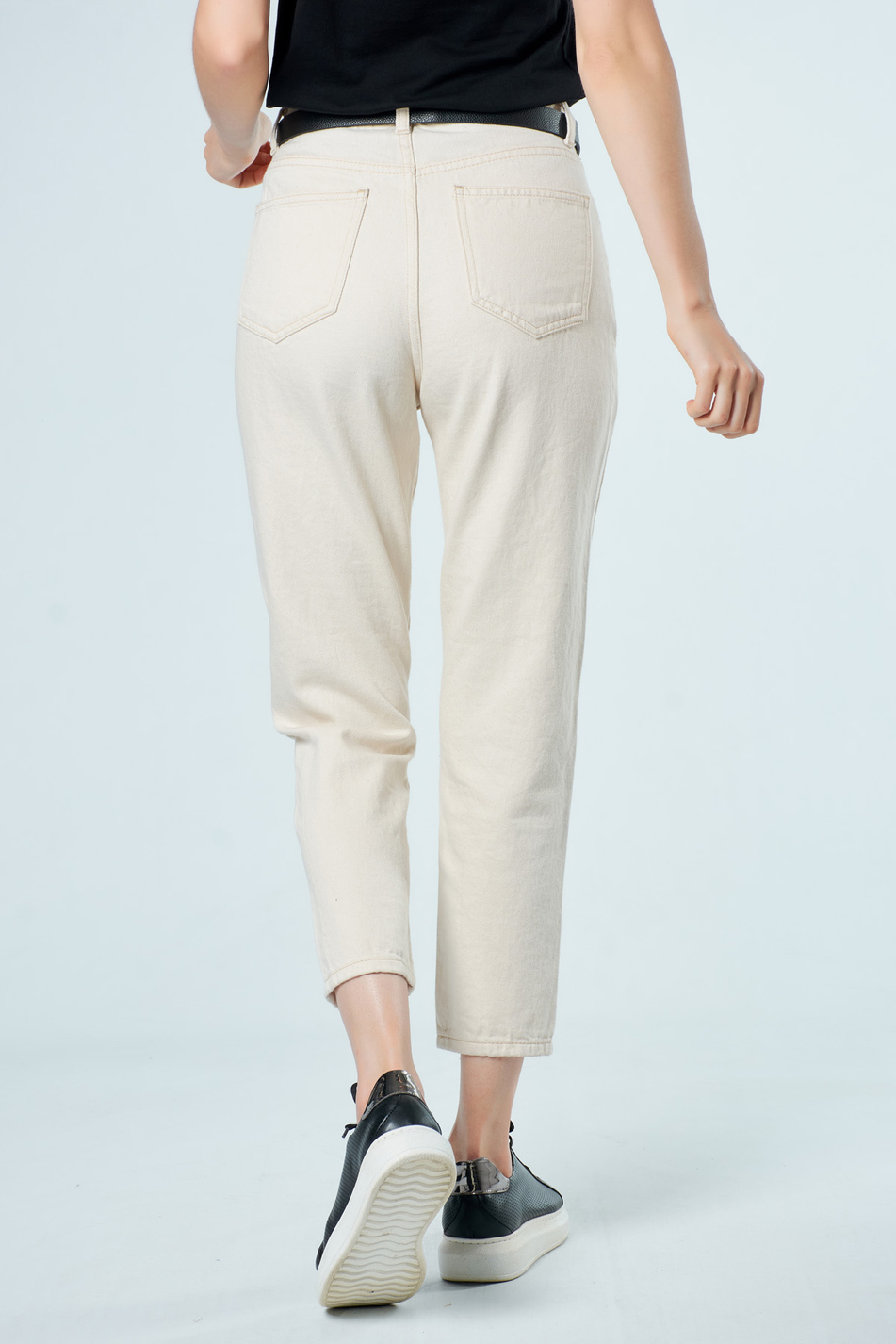 11048 Mom Fit Kot Pantolon Bej-Coral
