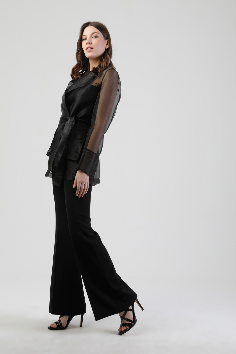 130064 Organze Ceket Black-Coral