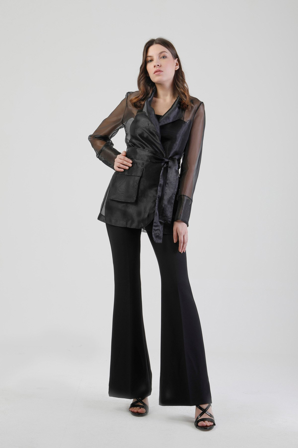 130064 Organze Ceket Black-Coral
