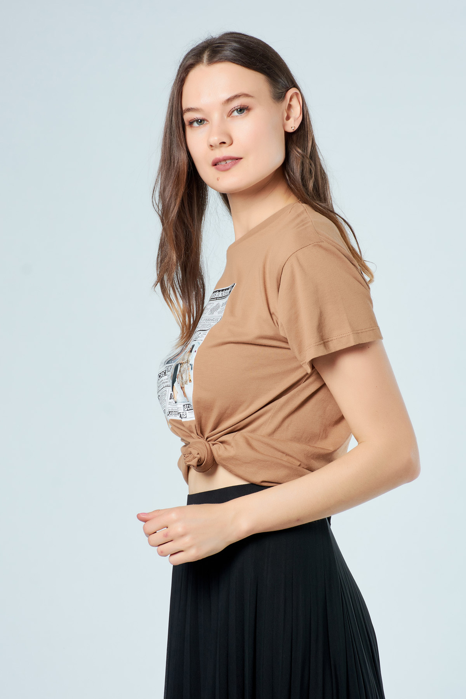 18614 Patchli T-Shirt Kahve-Coral