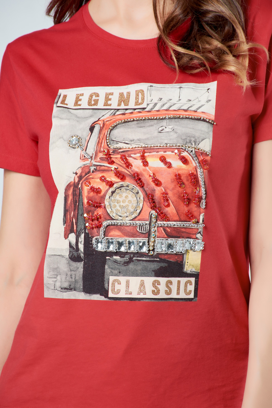 3012 Pullu Vosvoslu T-Shirt Kırmızı-Coral