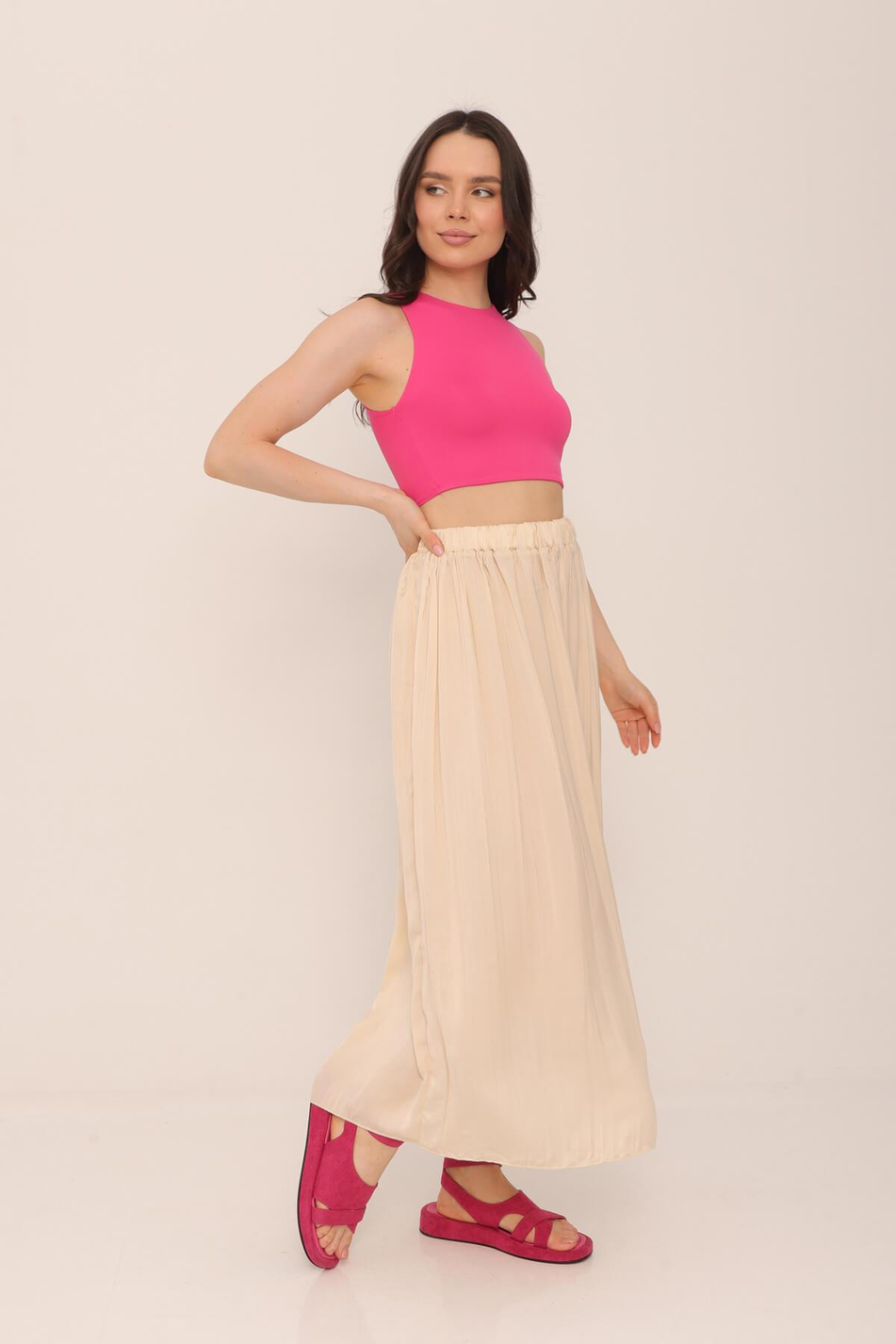 37077 Kraslı Uzun Etek - İndirimli Taş-Coral