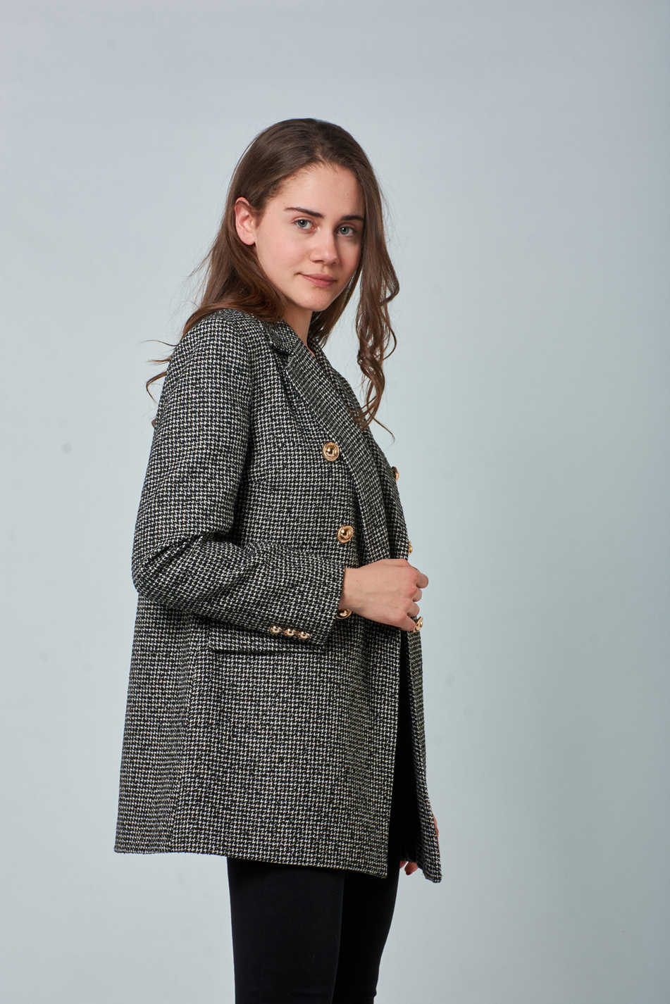 38086 Balıksırtı Ceket Füme-Coral