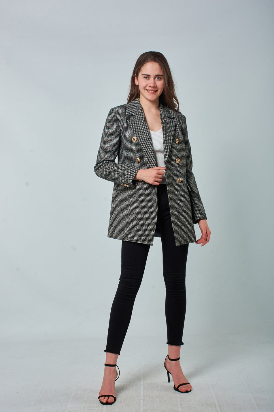 38086 Balıksırtı Ceket Füme-Coral