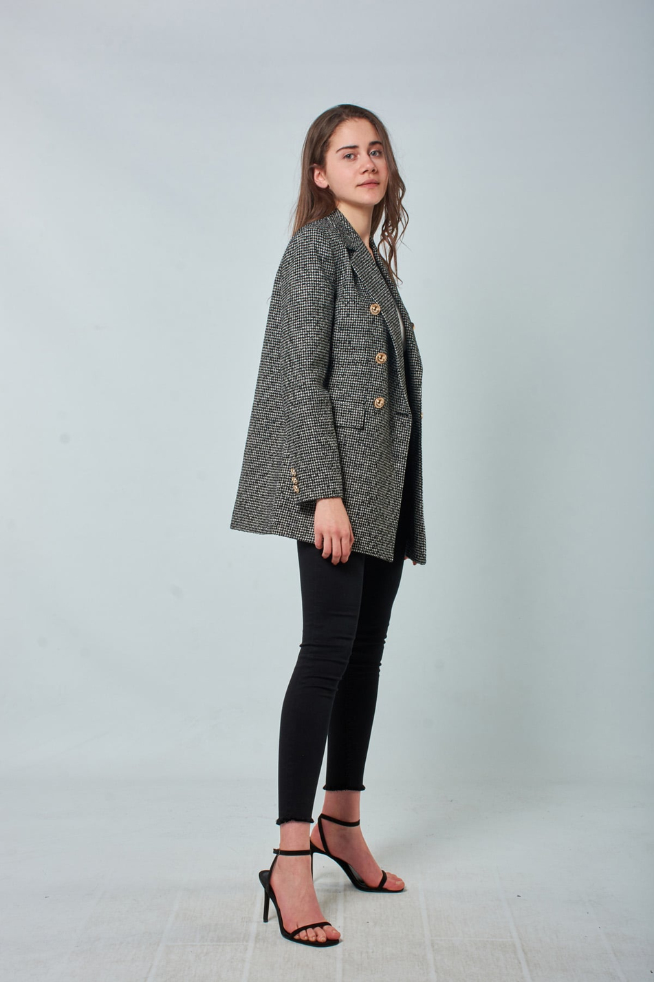 38086 Balıksırtı Ceket Füme-Coral