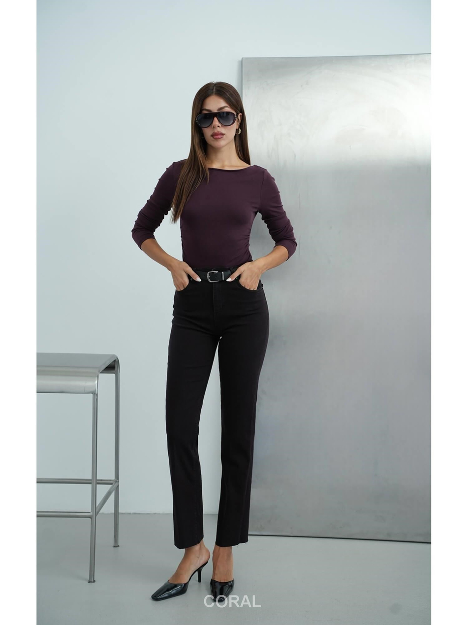 7977 Normal Kesim Kemerli Kot Pantolon MürdümCoral