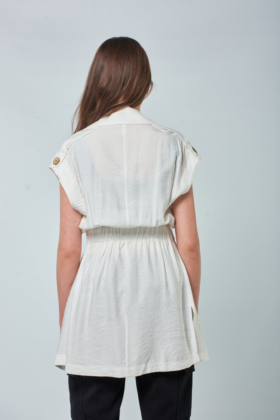 8059 Beli Lastikli Trench Beyaz-Coral