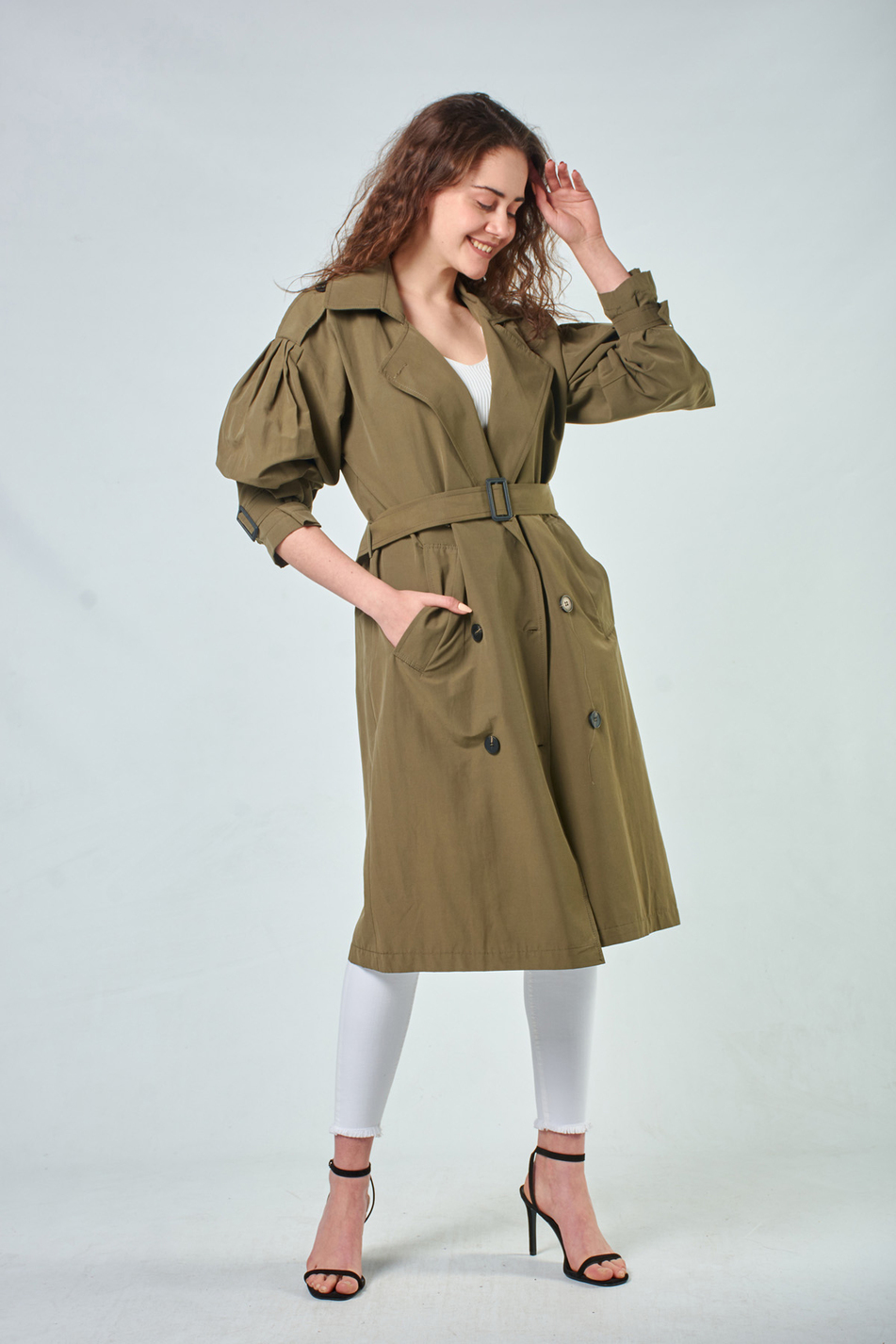 87021 Kruvaze Trenchcoat Haki-Coral