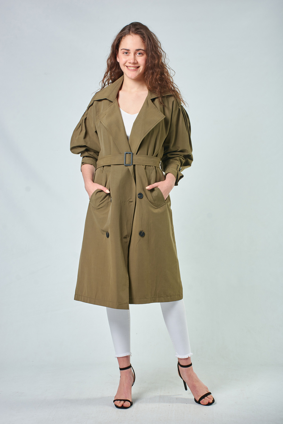 87021 Kruvaze Trenchcoat Haki-Coral
