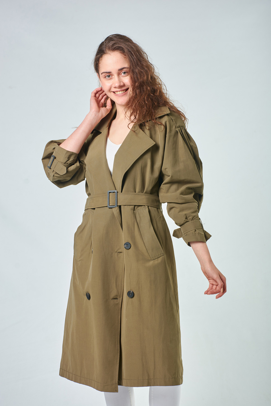 87021 Kruvaze Trenchcoat Haki-Coral