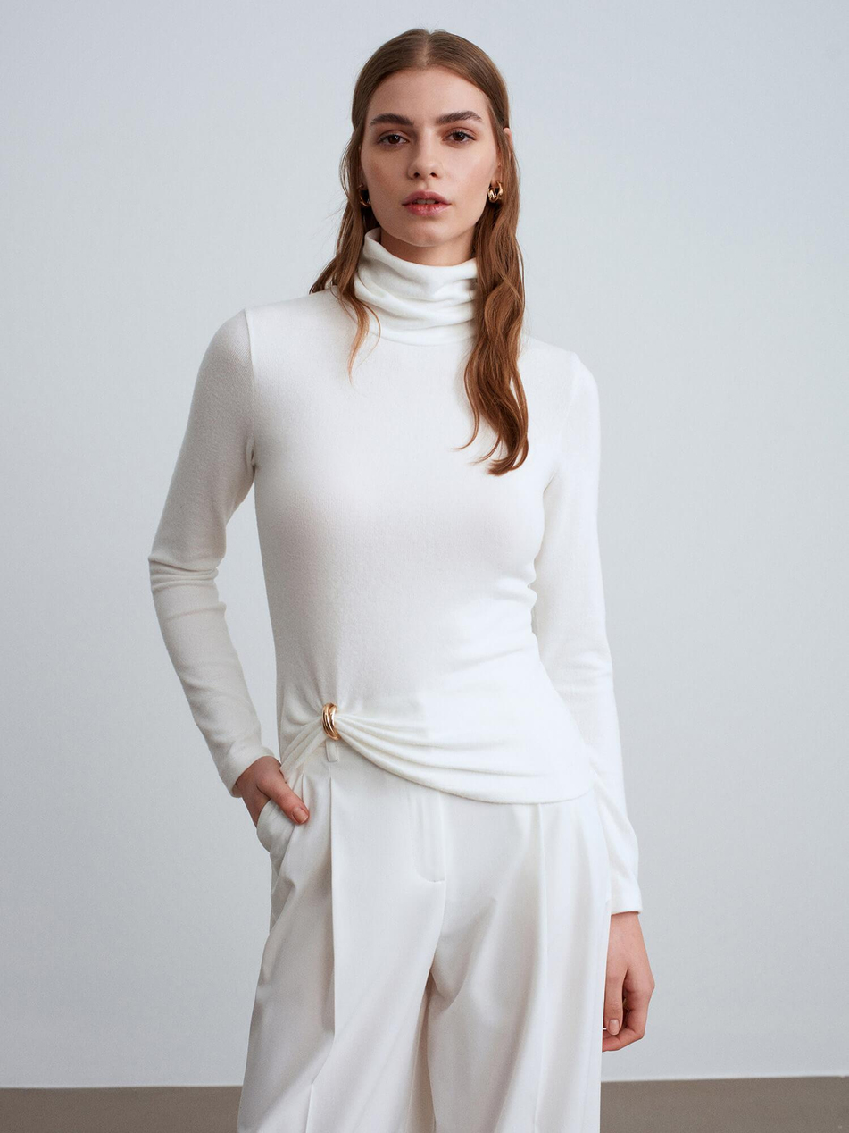 Aksesuar Detaylı Balıkçı Triko 32202 EkruCoral