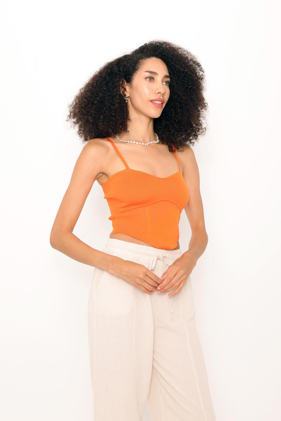 Askılı Kısa Atlet Oranj-Coral