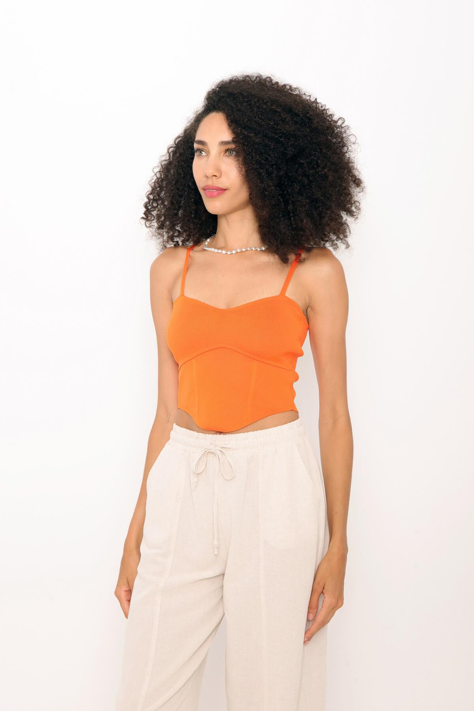 Askılı Kısa Atlet Oranj-Coral