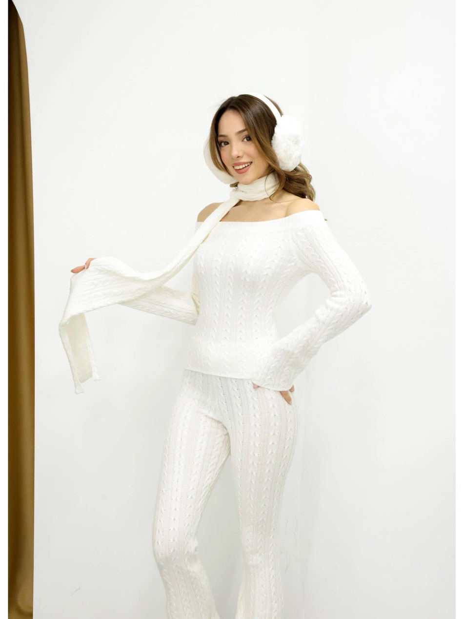 Atkılı Triko Takım 4670 EkruCoral