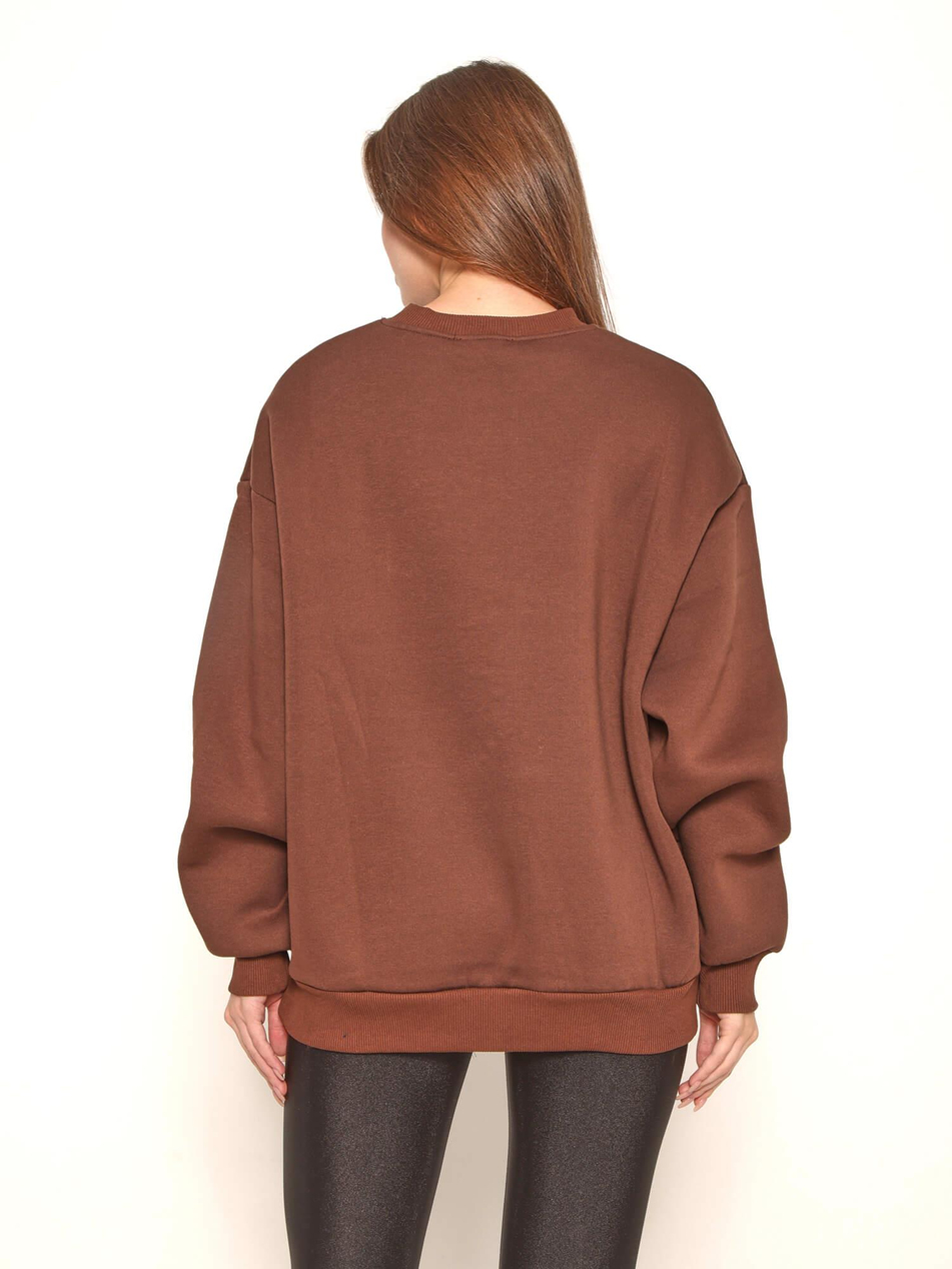 Ayıcık Nakışlı Sweatshirt 36910 KahveCoral