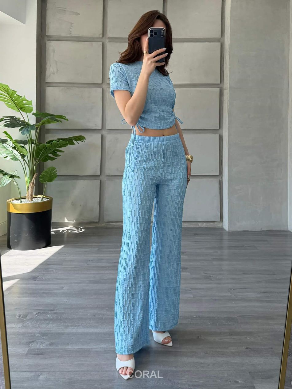 Bağcıklı Bluzlu Gipeli Takım 15231 Bebe MaviCoral