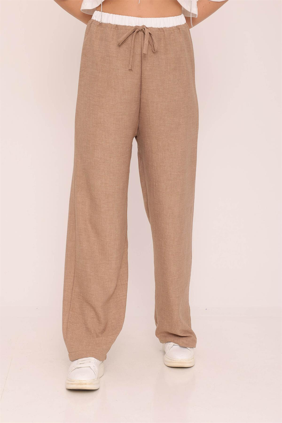 Bali Bağcıklı Boxer Detaylı Pantolon Kahve-Coral