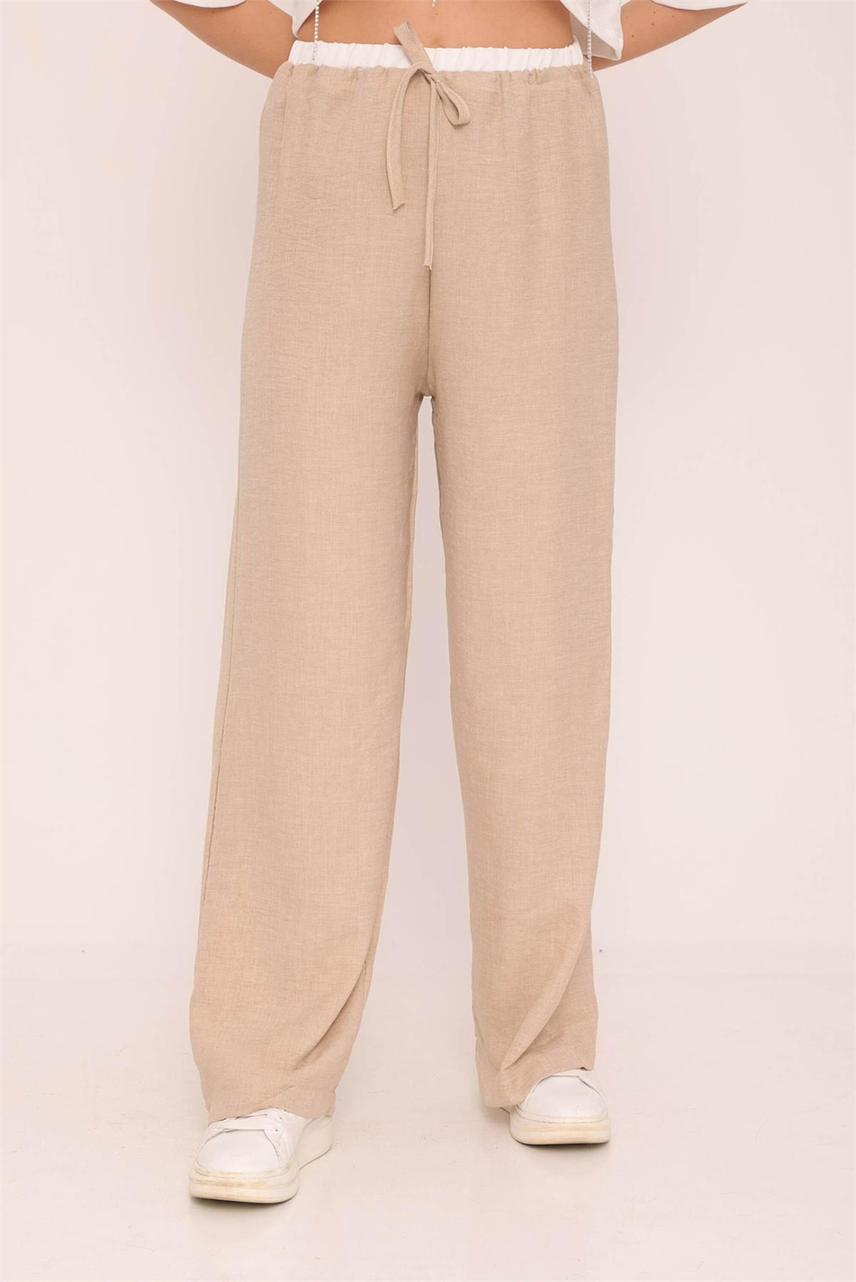 Bali Bağcıklı Boxer Detaylı Pantolon Taş-Coral