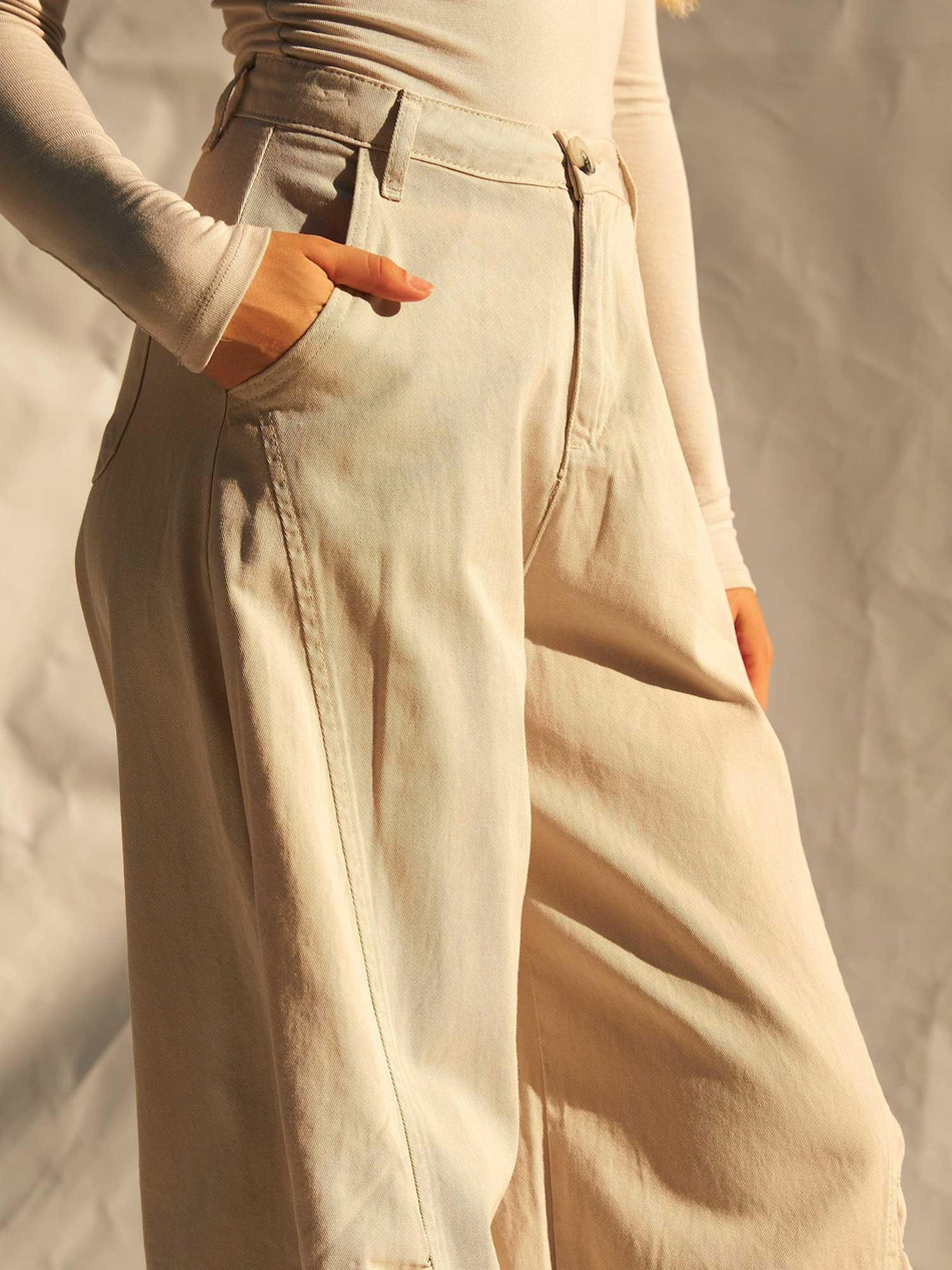 Barrel Kesim Gabardin Pantolon 031737 GriCoral
