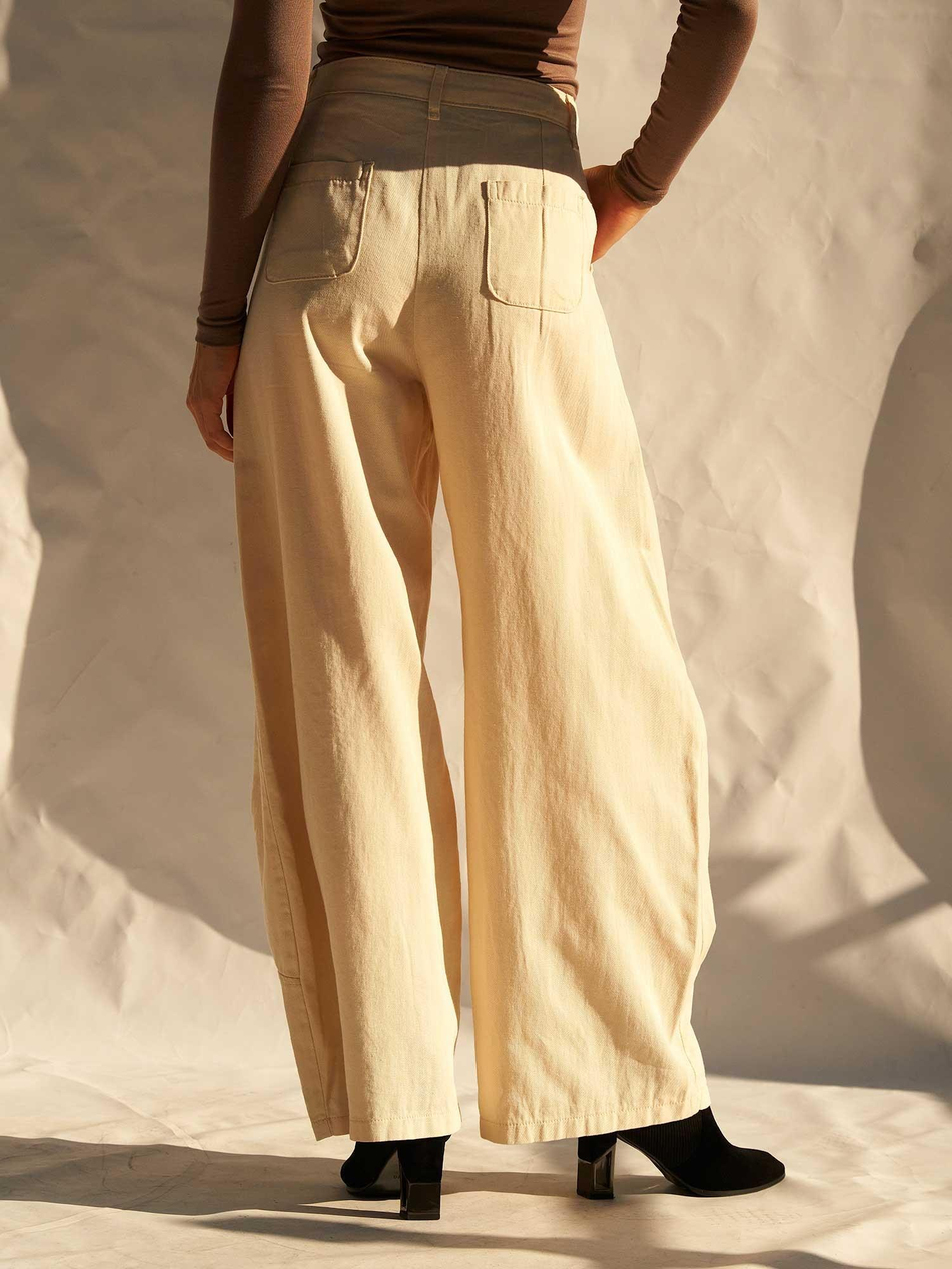 Barrel Kesim Gabardin Pantolon 031737 KremCoral