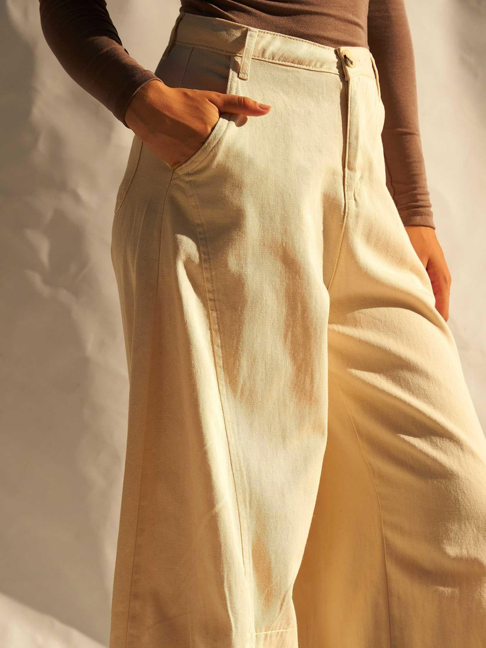 Barrel Kesim Gabardin Pantolon 031737 KremCoral