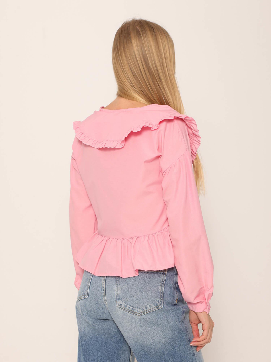 Bebe Yaka Bağlamalı Bluz Pembe-Coral
