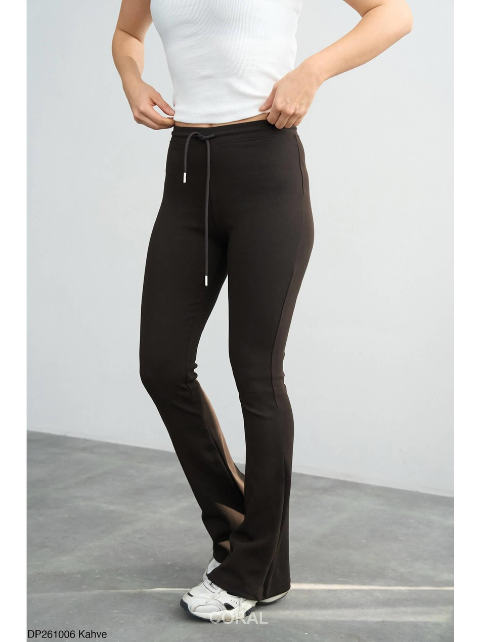 Beli Bağcıklı İspanyol Paça Pantolon DP261006 KahveCoral