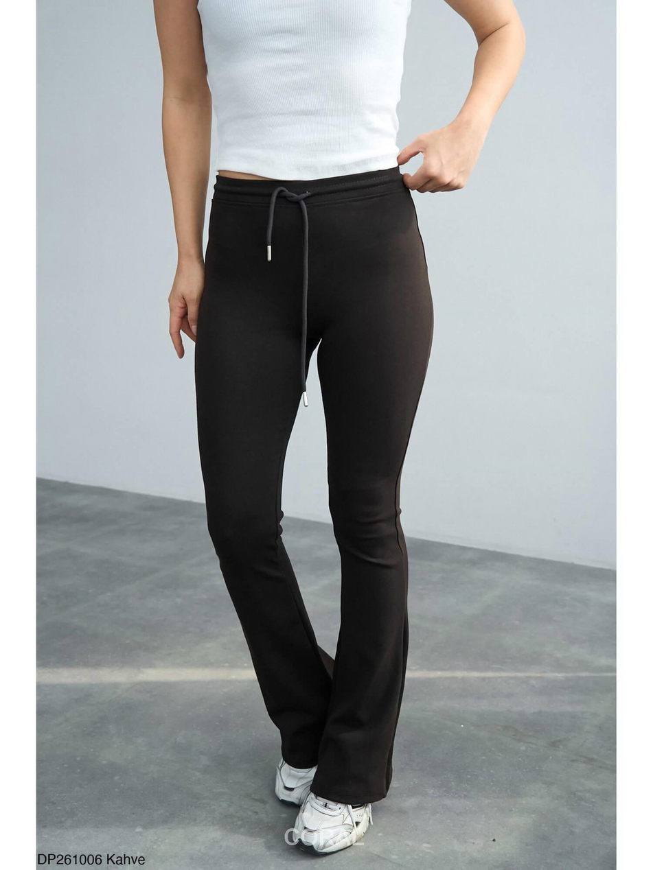 Beli Bağcıklı İspanyol Paça Pantolon DP261006 KahveCoral