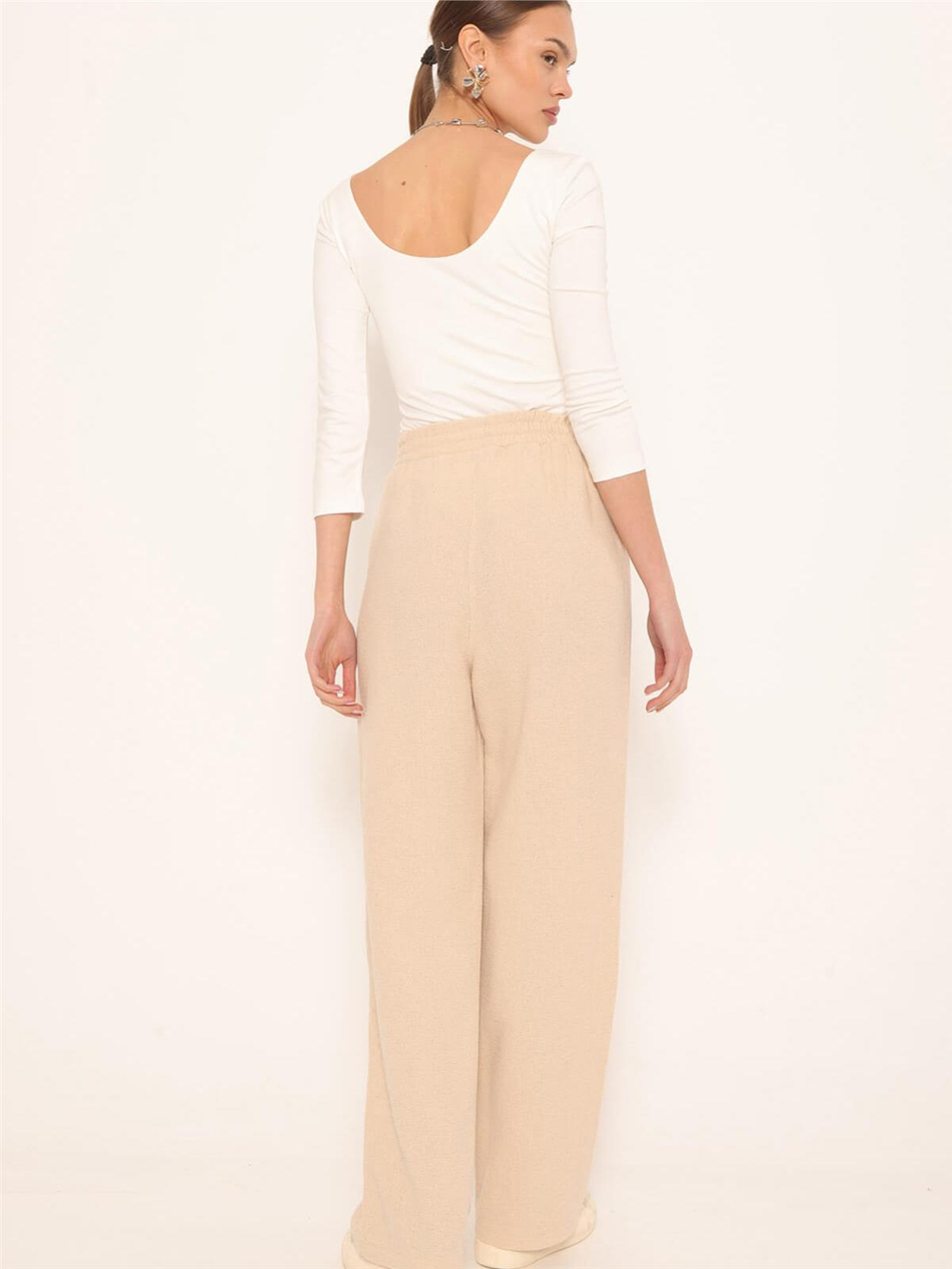 Beli Lastikli Pantolon Naturel-Coral