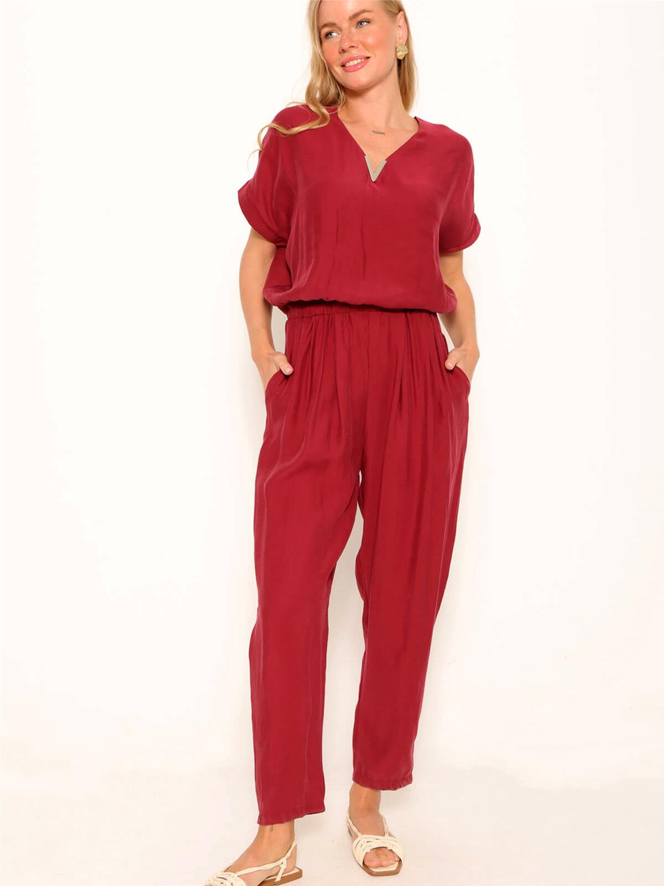 Beli Lastikli Tulum Bordo-Coral