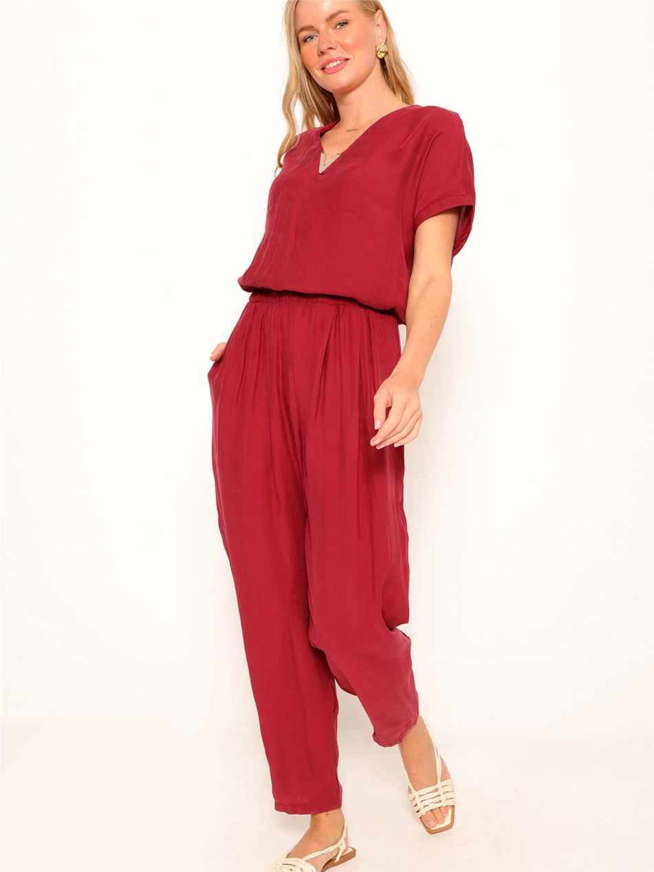 Beli Lastikli Tulum Bordo-Coral