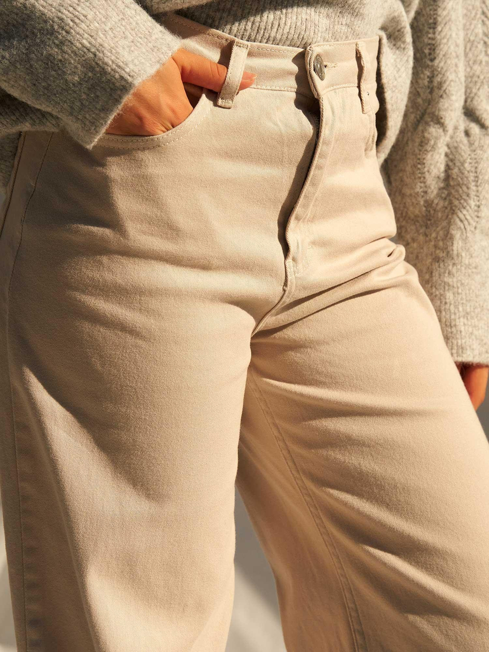 Beş Cepli Tensel Pantolon Palazzo 031725 GriCoral