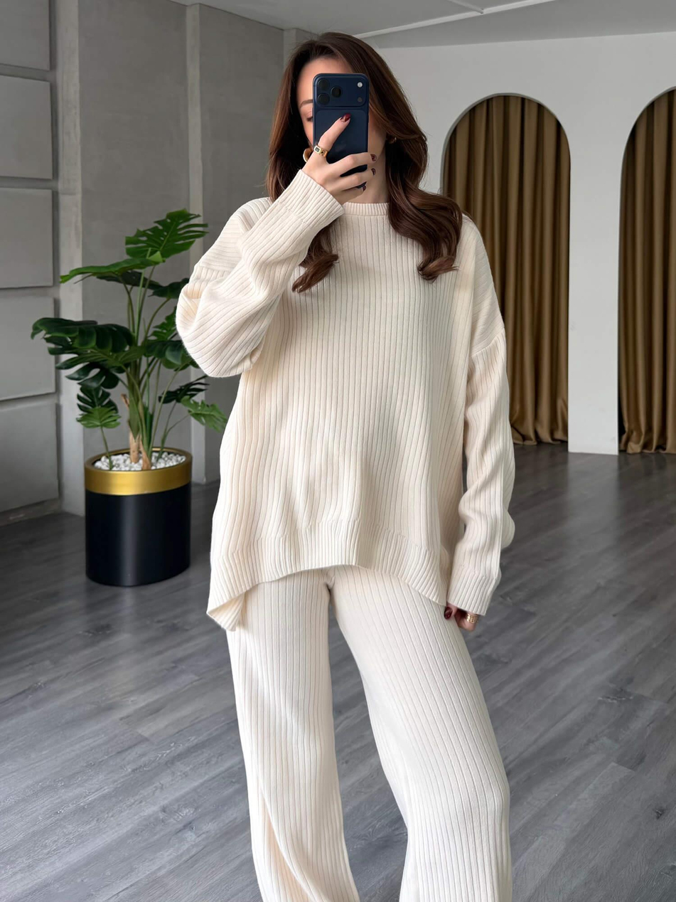 Bisiklet Yaka Fitilli Takım 4004 KremCoral