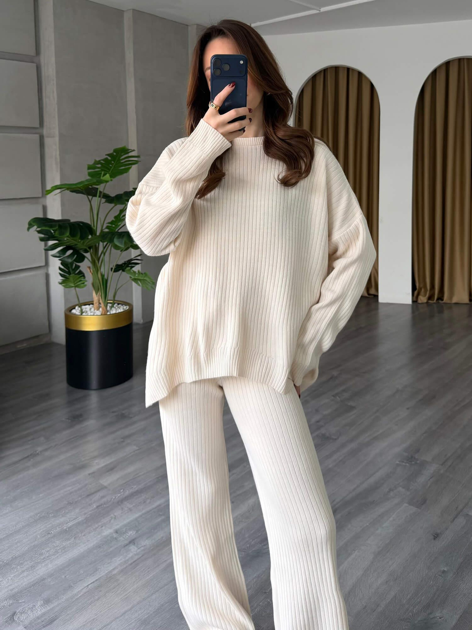 Bisiklet Yaka Fitilli Takım 4004 KremCoral