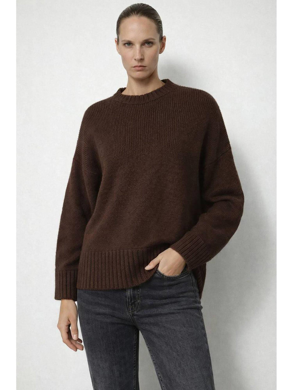 Bisiklet Yaka Salaş Kazak 4700 Koyu KahveCoral