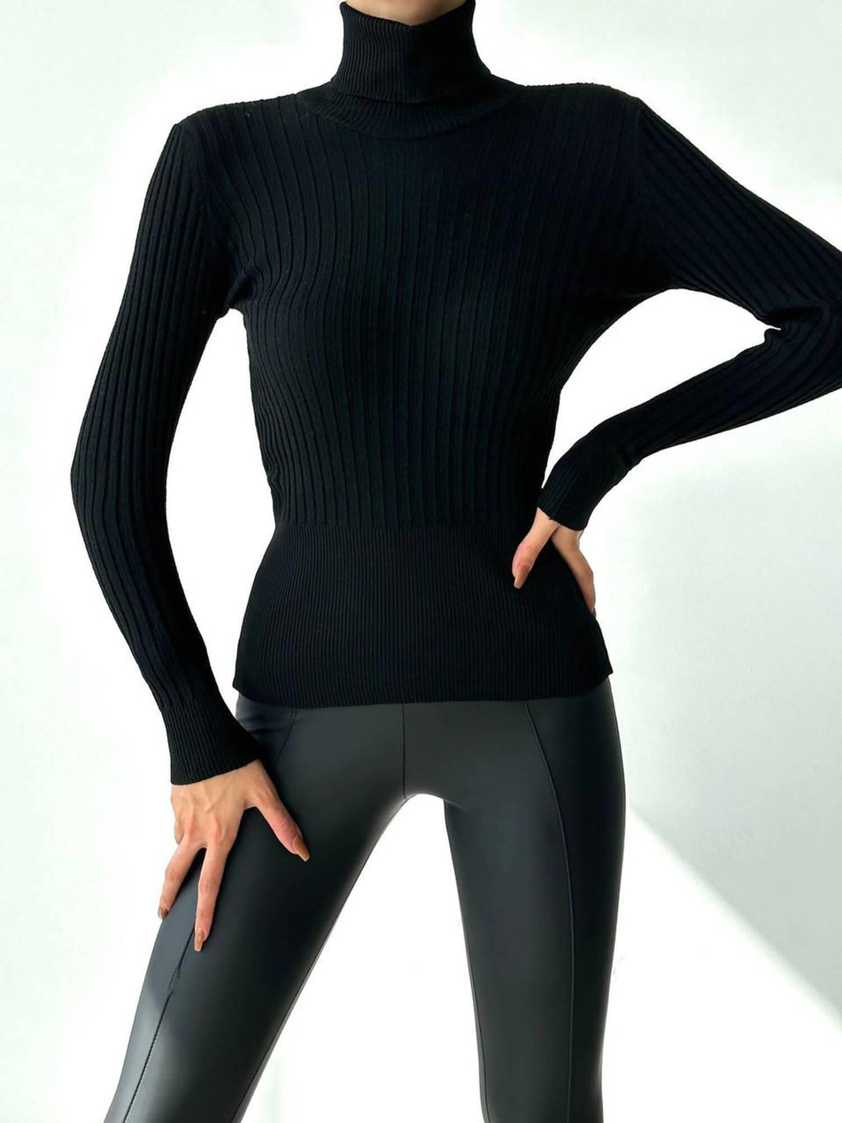 Boğazlı Triko Kazak 145 SiyahCoral