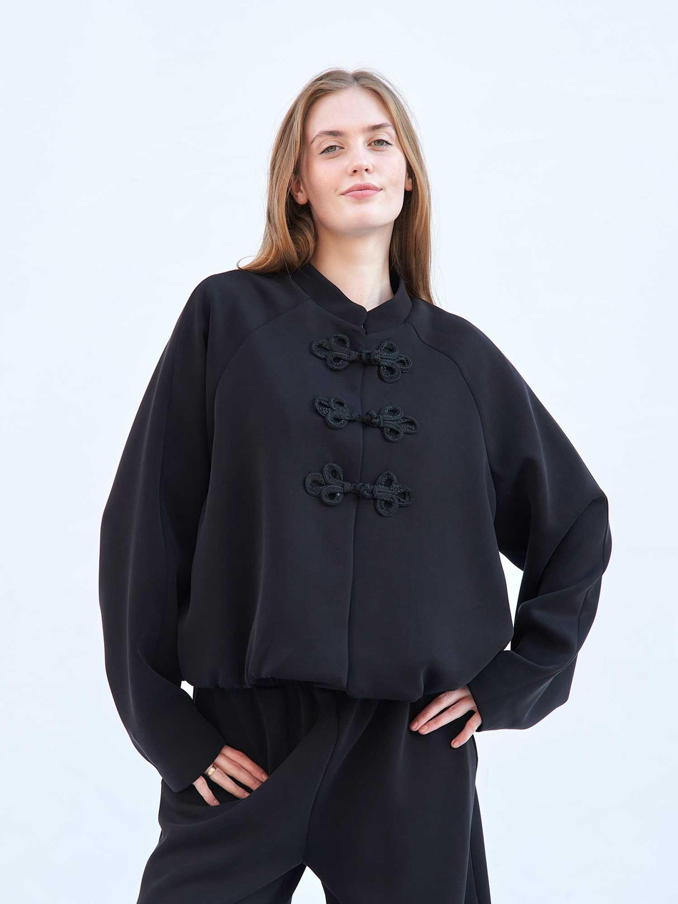 Ceket Pantolon Modal Örme Takım 220726 Bomber SiyahCoral